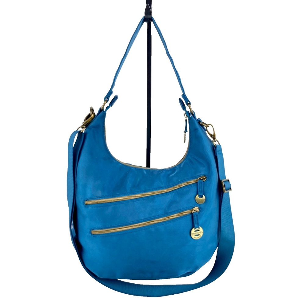 Travelon Shoulder Bag Hobo Large Purse Teal Cross-body Strap Organizer Pockets!